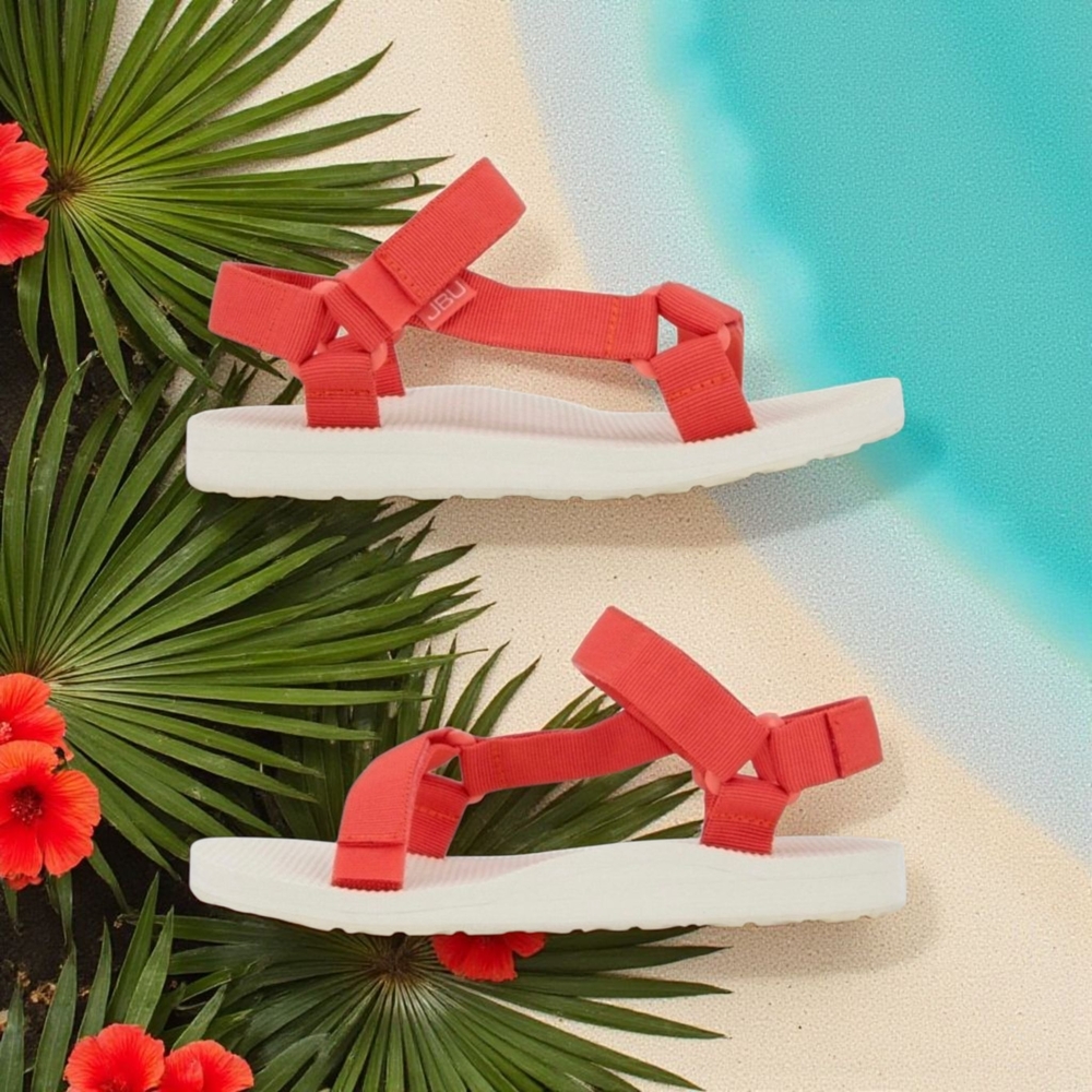 JBU by Jambu Aruba Casual Sport Water Ready Strappy Sandals Bright Coral NEW 10
